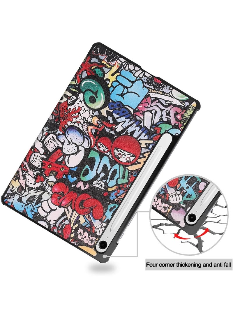VKL Case Compatible with Galaxy Tab S10 Lite 10.9 inch 2025 Tri-Fold Smart Tablet Case, Hard PC Back Shell Slim Stand Folio Case Cover [Support Pen Magnetic Charging] (Graffiti) - Image 5