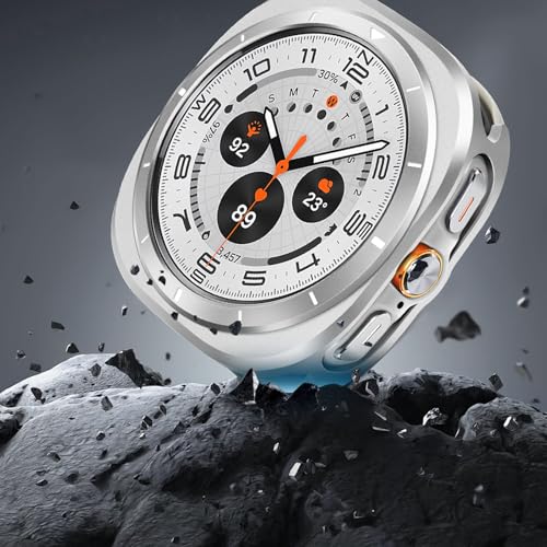 Suphart Metal Cases Compatible with Samsung Galaxy Watch Ultra (2025/2024) 47mm Case, Stainless Steel Protective Cover Rugged Bumper with Back Frame for Galaxy Watch Ultra, Silver/White - Image 4