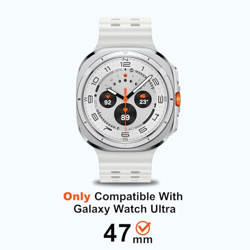 Suphart Metal Cases Compatible with Samsung Galaxy Watch Ultra (2025/2024) 47mm Case, Stainless Steel Protective Cover Rugged Bumper with Back Frame for Galaxy Watch Ultra, Silver/White - Image 3