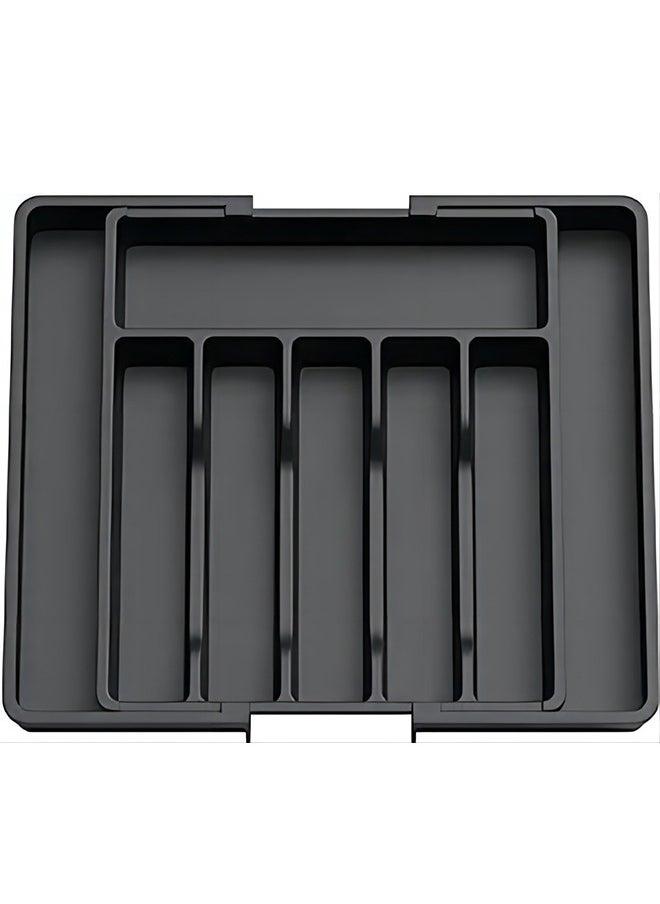HOOPZOZA Expandable Kitchen Drawer Organizer Adjustable utensils organizer Large cutlery organizer for Compact Plastic Storage for Spoons Forks Knives  - Image 5