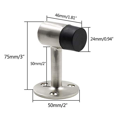 PHITUODA 3 Inch / 75mm Heavy Duty Floor Stop, Door Stopper Stainless Steel Brushed Nickel - Pack of 1 - Image 2