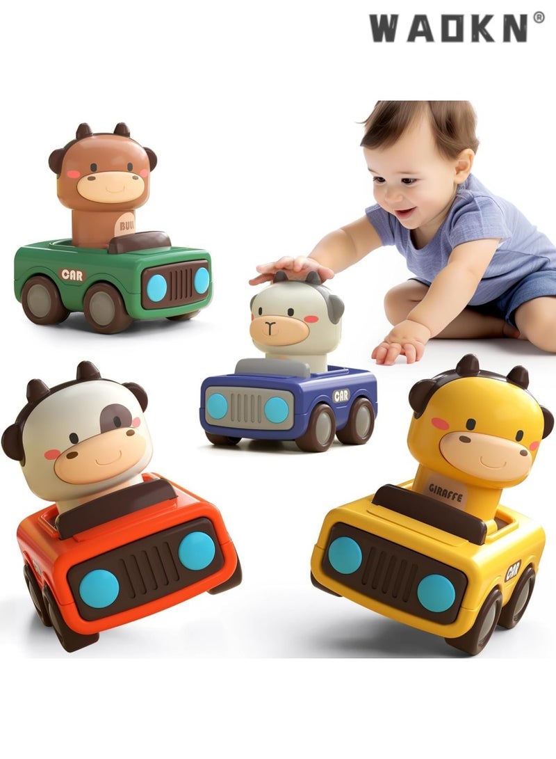 دبليو أيه أو كي أن 2024 نموذج 1-3-year-old الرضع لعبة سباق الحيوانات ، مصممة خصيصا للأطفال دفع وسحب عربة تعليمية للأطفال ، 6-12 شهرا من العمر الرضع ، احتكاك السيارات السلطة مجموعة ( 4 مجموعات ) - Image 1