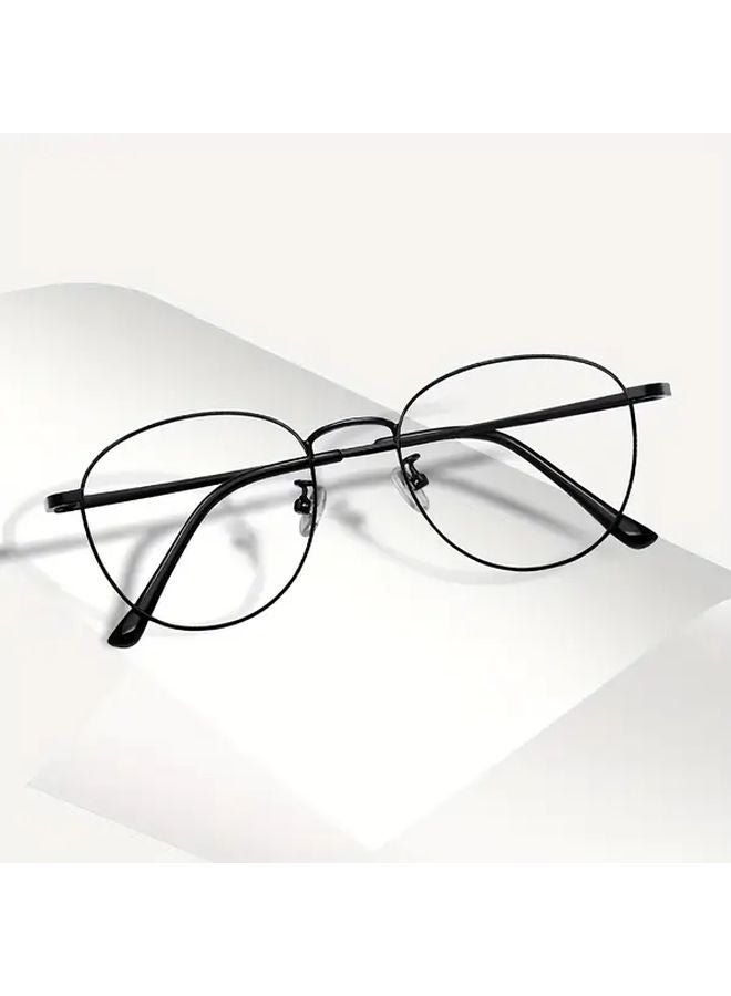 نظارات سوداء مستديرة مزودة بحاجب للضوء الأزرق ودعامة أنف قابلة للتعديل للاستخدام على الكمبيوتر - Image 2