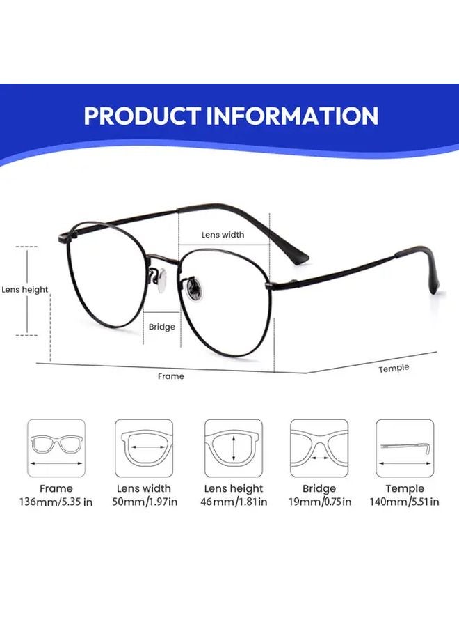 نظارات سوداء مستديرة مزودة بحاجب للضوء الأزرق ودعامة أنف قابلة للتعديل للاستخدام على الكمبيوتر - Image 4