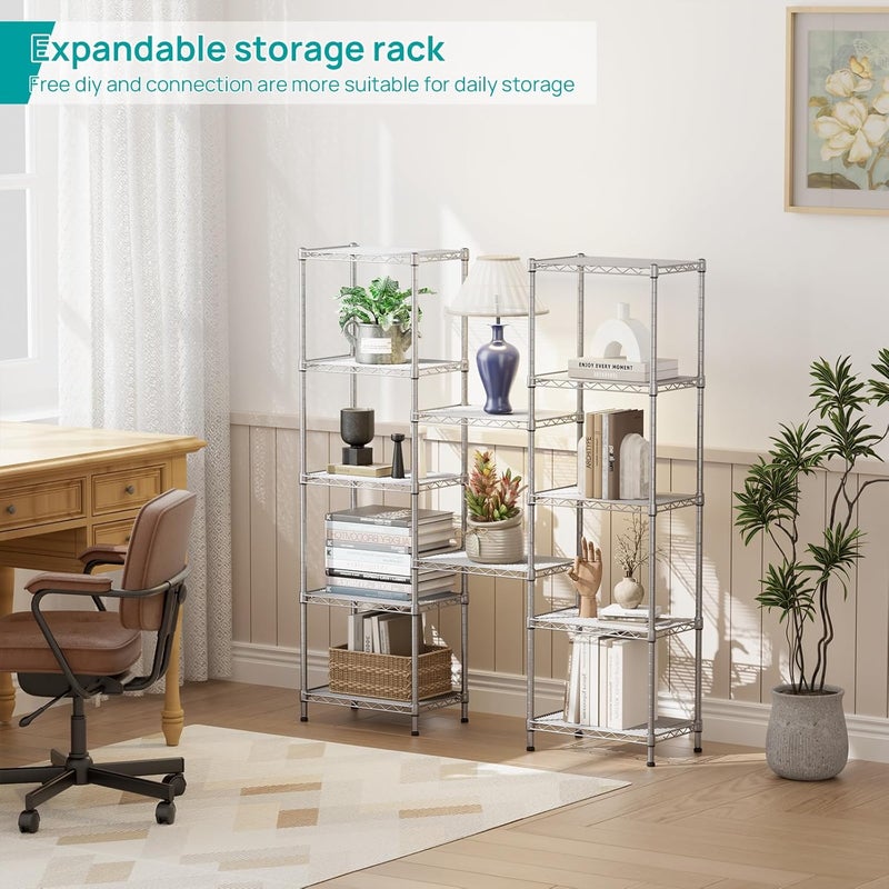 SINGAYE 6 Tier Shelf Wire Shelving Adjustable Storage Shelves Rack Standing Units for Kitchen Closet Laundry Bathroom Organizers Metal Pantry Narrow Mesh Gaps 10" D x 16" W x 60" H Gray - Image 4