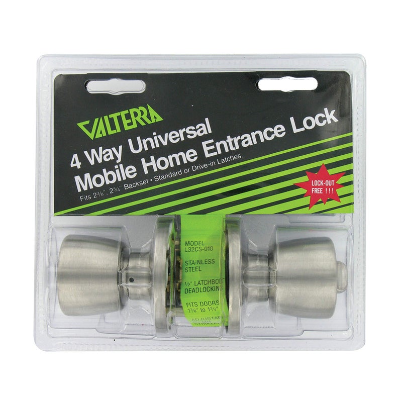 VALTERRA L32CS010 Stainless Steel Mobile Home Entrance Lock - Knob x Knob,Silver - Image 4