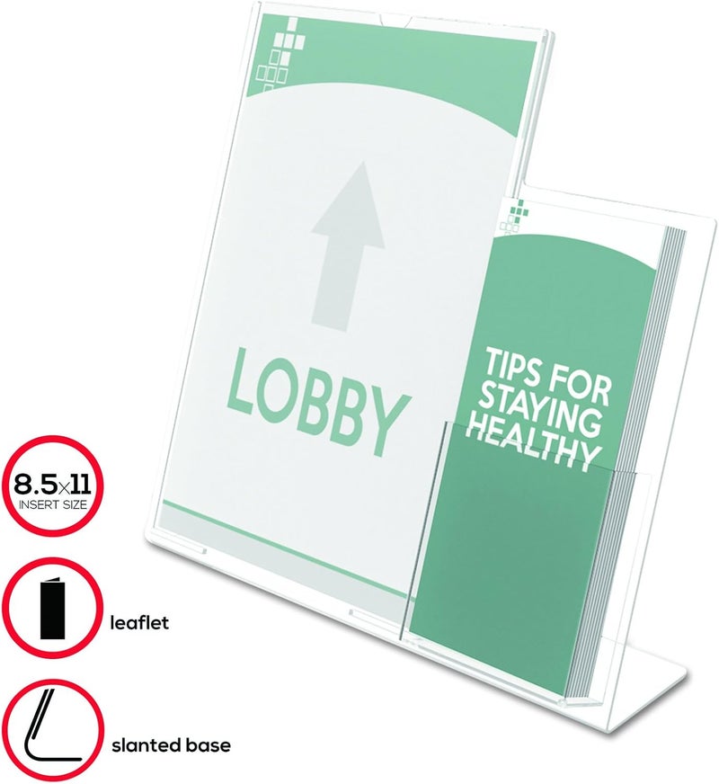Deflecto Superior Image Sign Holder with Pocket 85 x 11  Clear 599401 - Image 2