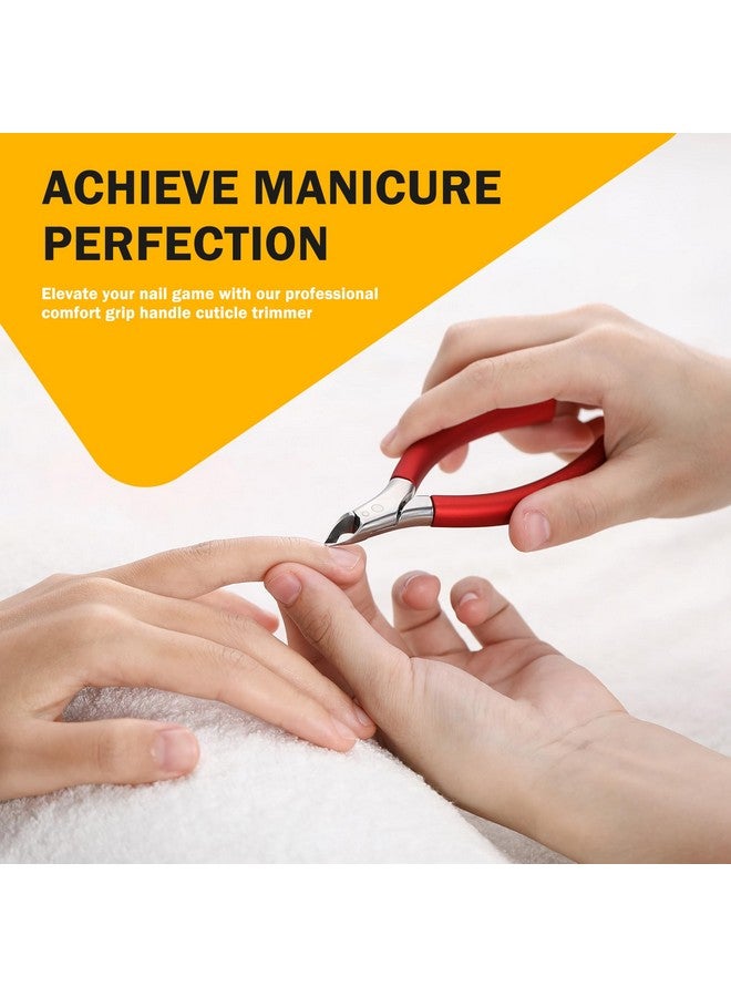 BEZOX Cuticle Clipper For Salon-Worthy Nails - Professional Half Jaw (5 Mm) Cuticle Trimmers With Silicon Handle For Expert Manicures, Precision Cuticle Cutters Premium Cuticle Tool - Red - Image 2