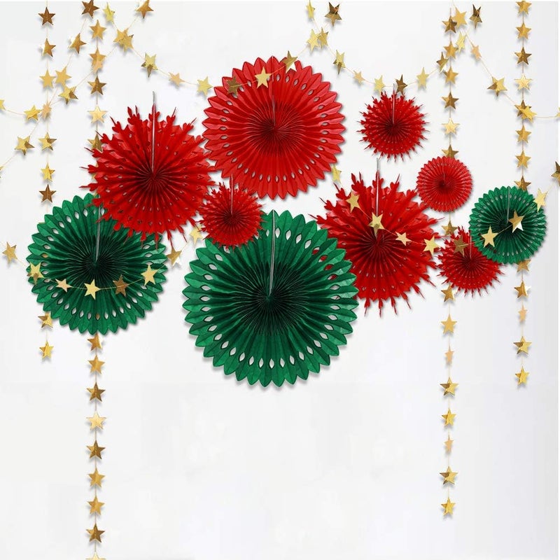 Decor365 Ugly Sweater Christmas Party Decorations Red Green Gold Star Garlands Christmas Hanging Fans Xmas Banner Home Classroom Office Decoration Holiday Phogobooth Backdrop Decor - Image 2