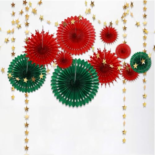 Decor365 Ugly Sweater Christmas Party Decorations Red Green Gold Star Garlands Christmas Hanging Fans Xmas Banner Home Classroom Office Decoration Holiday Phogobooth Backdrop Decor - Image 1