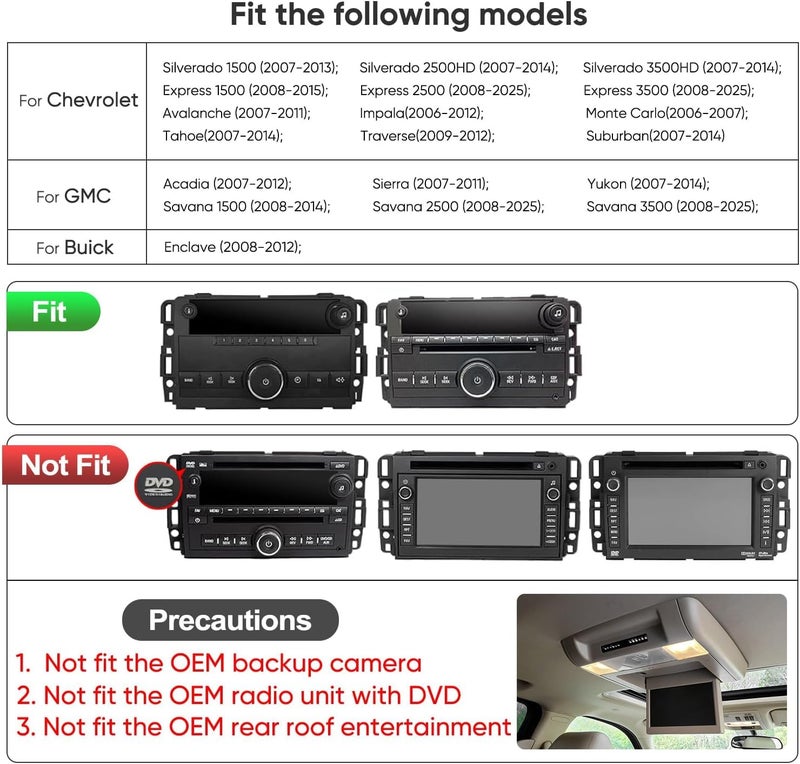 TWAHH 5GWiFi6(4Ram 64Rom)(1201Mbps) 10th for Chevy Silverado 2007-2013 Tahoe Equinox GMC Sierra Yukon Car Radio Android 13 Stereo with Wireless/Wire CarPlay Android Auto,1080P Camera - Image 2