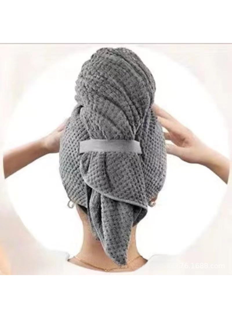 Generic Coral Fleece Hair Drying Cap Thick Absorbent Towel Noble Gray 