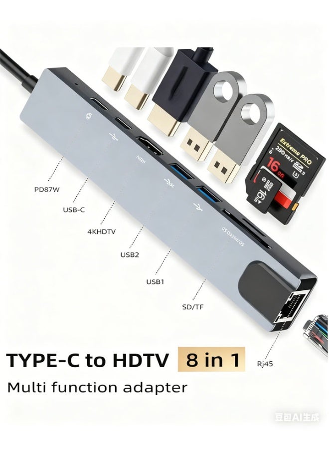 USB C Hub With 100W PD Charging Type C to HDMI 4K At 30Hz Adapter USB Hub 30 5Gbps Data Transfer Ports Compatible For MacBook Pro Air M3 M2 M1 iPad Pro M4 iPhone 16 15 Pro Pro Max Lenovo Dell HP - Image 1