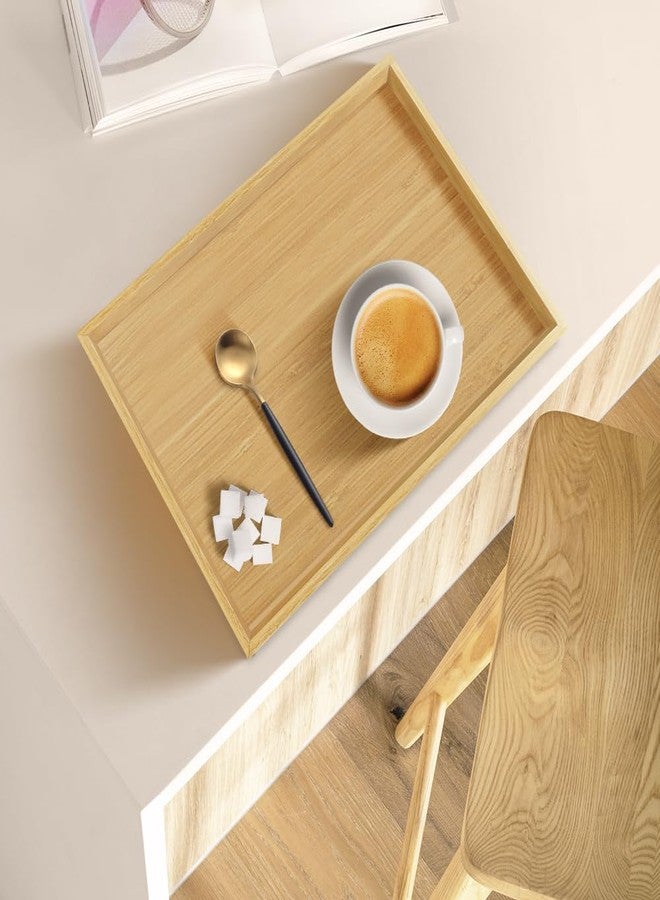 BFTOU 2pcs Rectangular Bamboo Serving Tray for Eating Drinks Storage Snacks TV Breakfast Coffee Parties Bathroom (13.8"x 10.2"x 0.8") - Image 4
