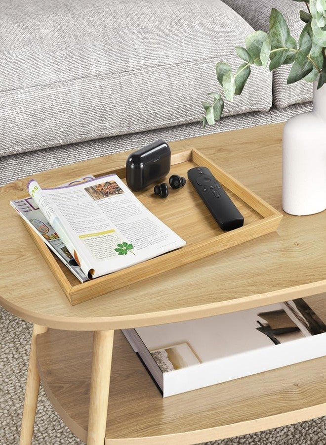 BFTOU 2pcs Rectangular Bamboo Serving Tray for Eating Drinks Storage Snacks TV Breakfast Coffee Parties Bathroom (13.8"x 10.2"x 0.8") - Image 5
