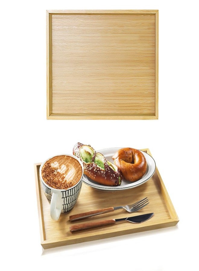 BFTOU 2pcs Rectangular Bamboo Serving Tray for Eating Drinks Storage Snacks TV Breakfast Coffee Parties Bathroom (13.8"x 10.2"x 0.8") - Image 1