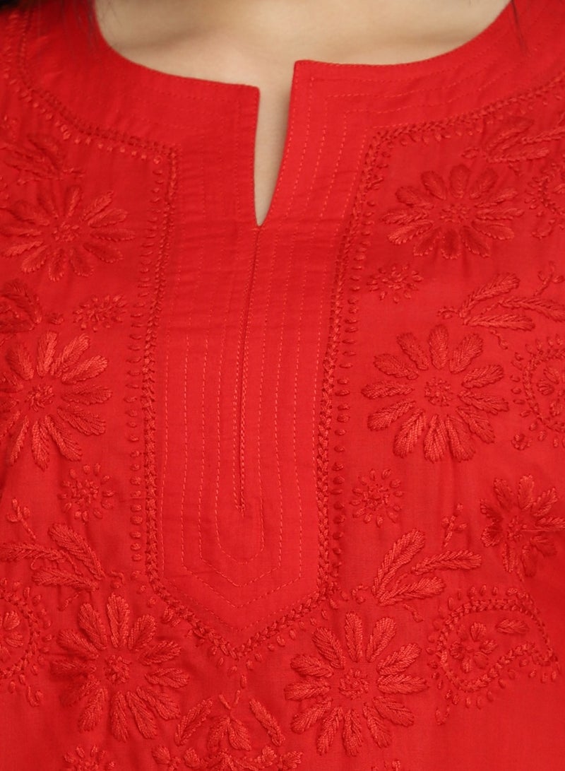 Alaya Hand Embroidered Chikankari Cotton Kurti-AL3405 - Image 4