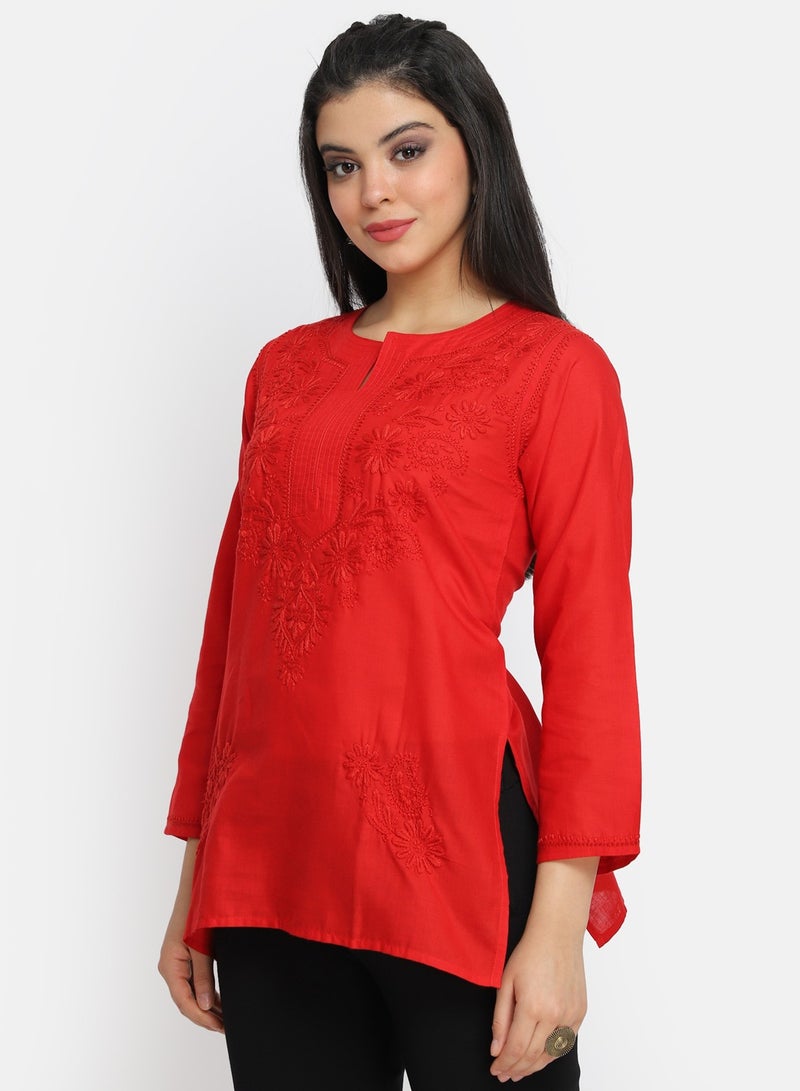 Alaya Hand Embroidered Chikankari Cotton Kurti-AL3405 - Image 3