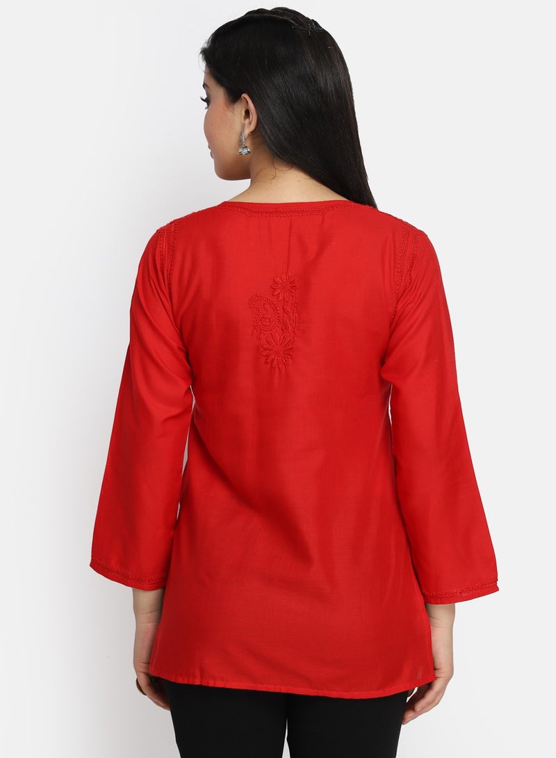 Alaya Hand Embroidered Chikankari Cotton Kurti-AL3405 - Image 2