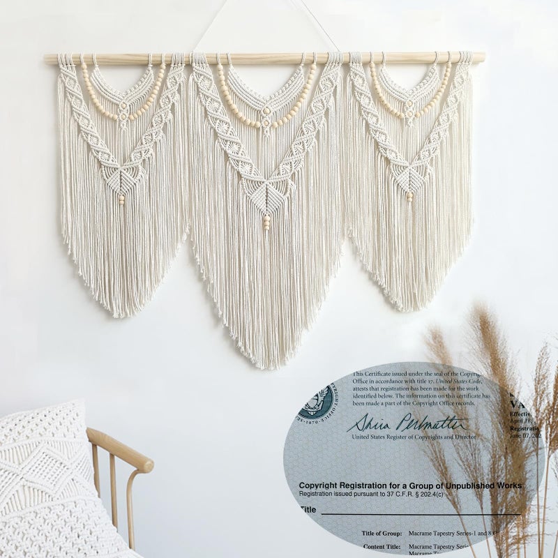 Achart Macrame Wall Hanging Large- Boho Wall Decor- Large Wall Art- Wall Decor Living Room- Macrame Tapestry Boho Decor For Bedroom (Beige-V) - Image 5