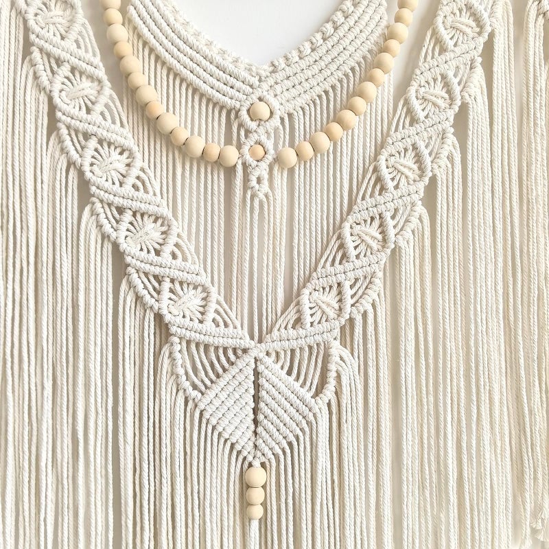 Achart Macrame Wall Hanging Large- Boho Wall Decor- Large Wall Art- Wall Decor Living Room- Macrame Tapestry Boho Decor For Bedroom (Beige-V) - Image 3