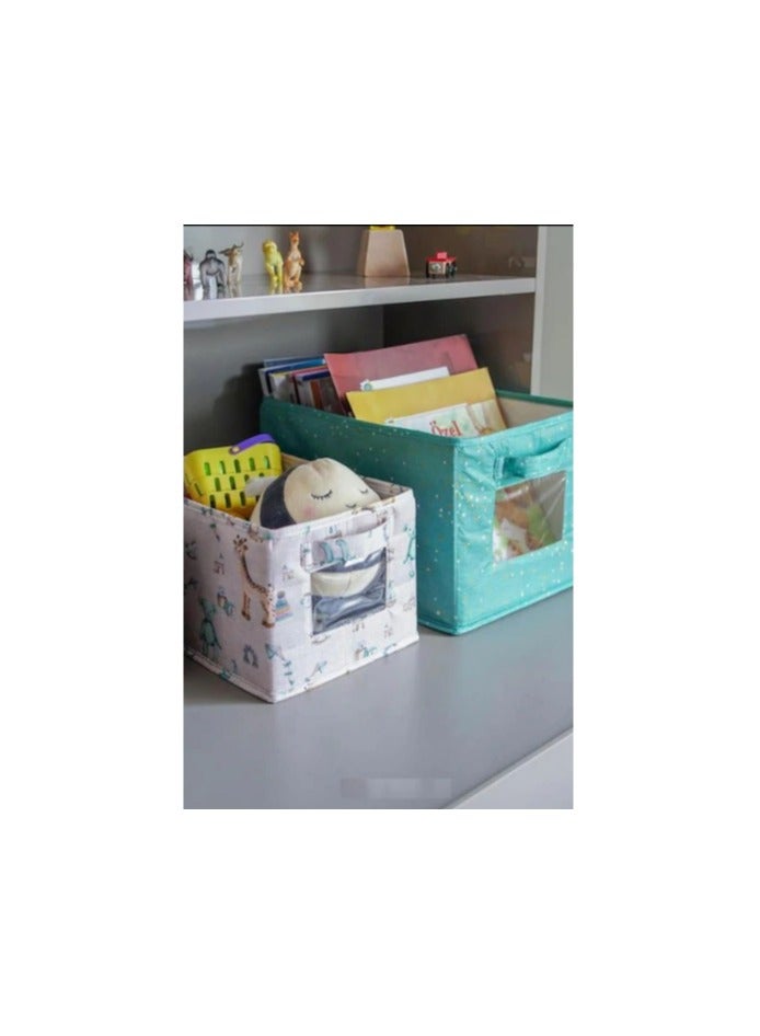 الاس هوم كوليكشن صندوق تنظيم للأطفال مكون من قطعتين مقاس 35x25x22سم مقاس 30x20x18سم - Image 2