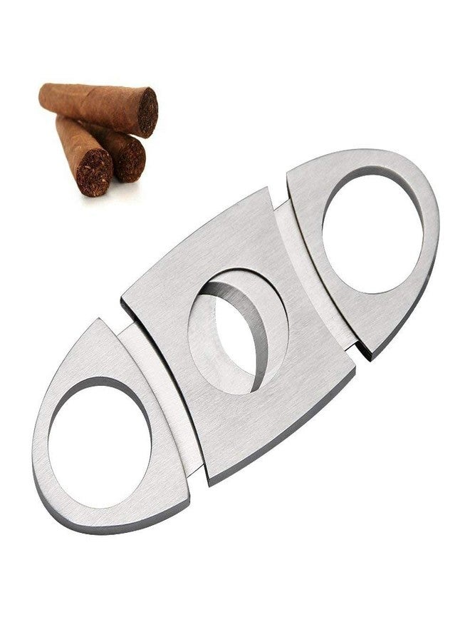 SHB Stainless Steel Cigar Cutter with Double Blade，Suitable for Cigarettes, Cigars（Silver） - Image 1