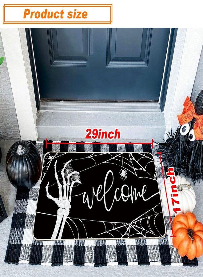 Baccessor Halloween Skull Doormat Skeleton Spider Web Trick or Treat Black Doormat Fall Door Mat Welcome Anti-Slip Front Entrance Holiday Seasonal Decoration 17 x 29 Inch - Image 2