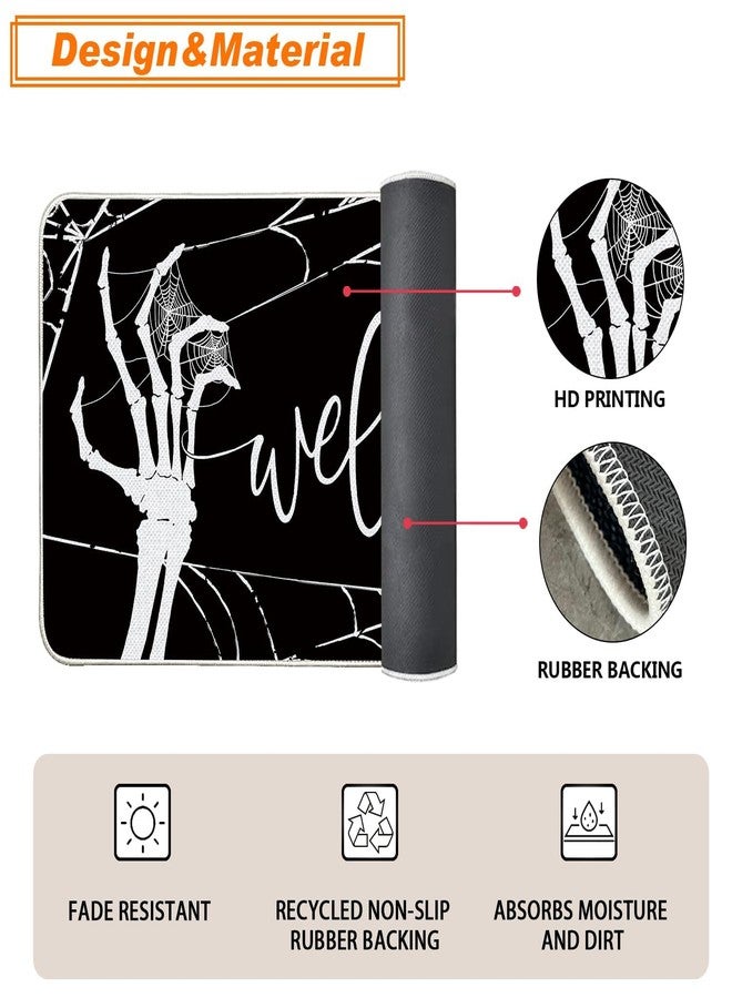 Baccessor Halloween Skull Doormat Skeleton Spider Web Trick or Treat Black Doormat Fall Door Mat Welcome Anti-Slip Front Entrance Holiday Seasonal Decoration 17 x 29 Inch - Image 5