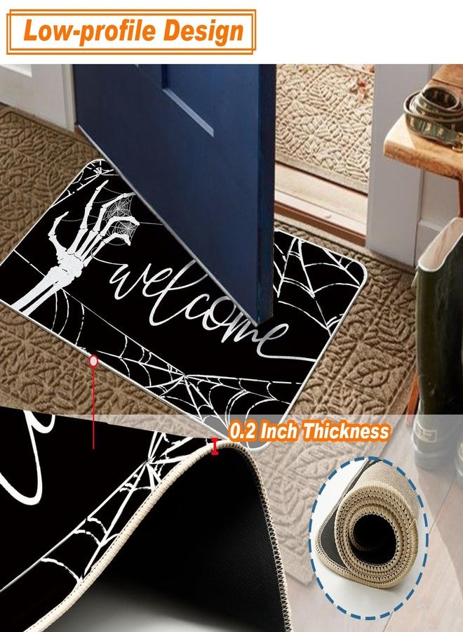 Baccessor Halloween Skull Doormat Skeleton Spider Web Trick or Treat Black Doormat Fall Door Mat Welcome Anti-Slip Front Entrance Holiday Seasonal Decoration 17 x 29 Inch - Image 4