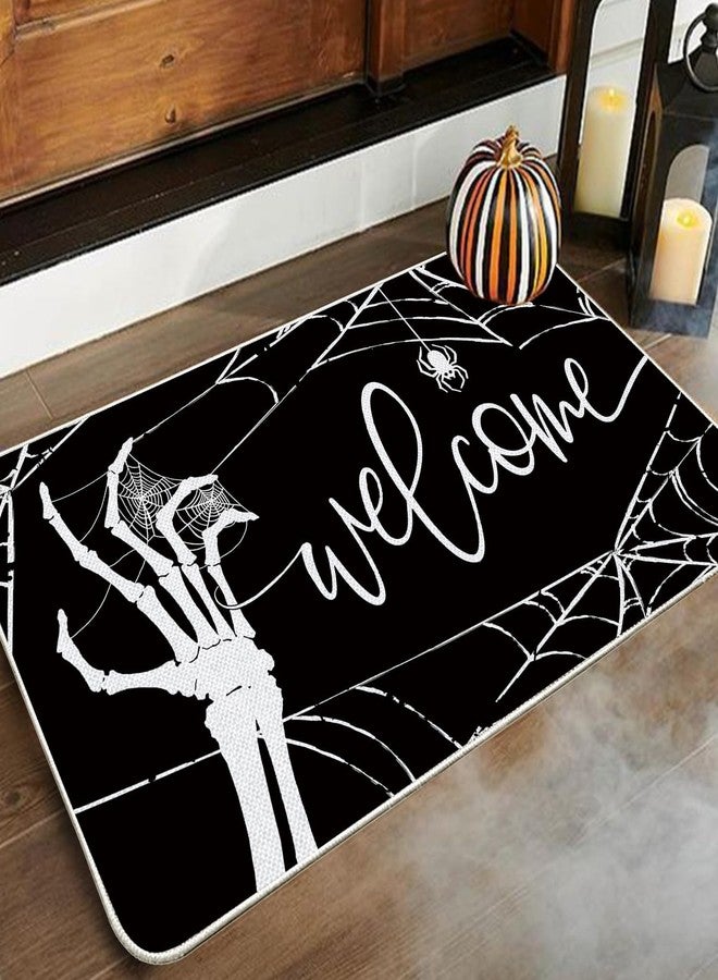 Baccessor Halloween Skull Doormat Skeleton Spider Web Trick or Treat Black Doormat Fall Door Mat Welcome Anti-Slip Front Entrance Holiday Seasonal Decoration 17 x 29 Inch - Image 3