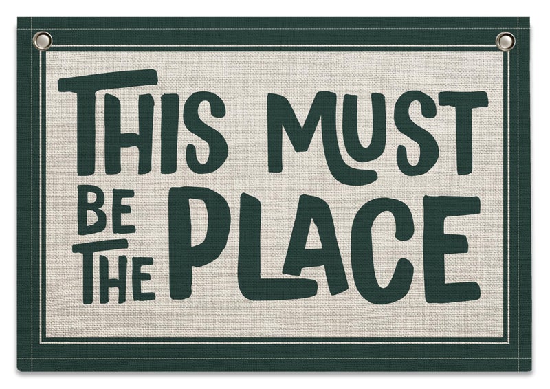 RBAFAO This Must Be the Place Canvas Banner, Linen Wall Art Flag, Vintage Retro Banner Wall Hanging Flag Decor for Home Office Classroom Playroom (GREEN) - Image 1