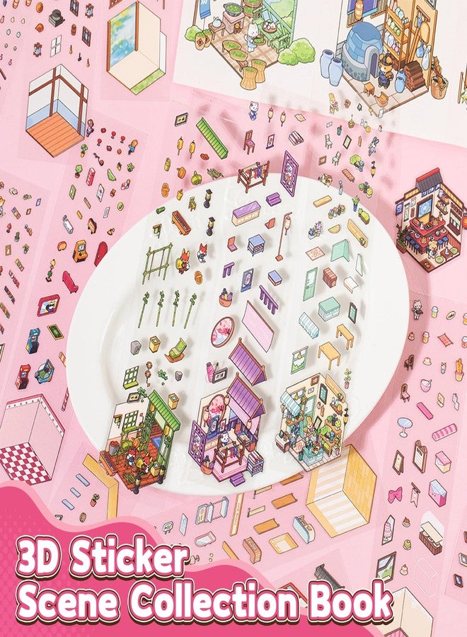 Nuesaurd 2 Packs Mini Scene Sticker Book with 24 Scenes 3D Sticker Scene Book Scene Stickers for Adults Sticker Scenes Set for Creative Fun Miniature Scene Sticker Book for Travel Party Favors - Image 4
