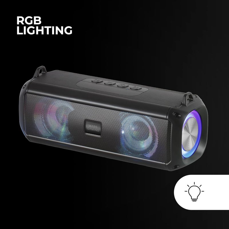 MARS GAMING MARSGAMING MSB-XT, Portable Speaker + Soundbar 2in1, Dynamic RGB Lighting, 4 Drivers 20W Sound System, Bluetooth 5.3 Speaker + AUX/MicroSD/USB/FM Radio, Black - Image 5