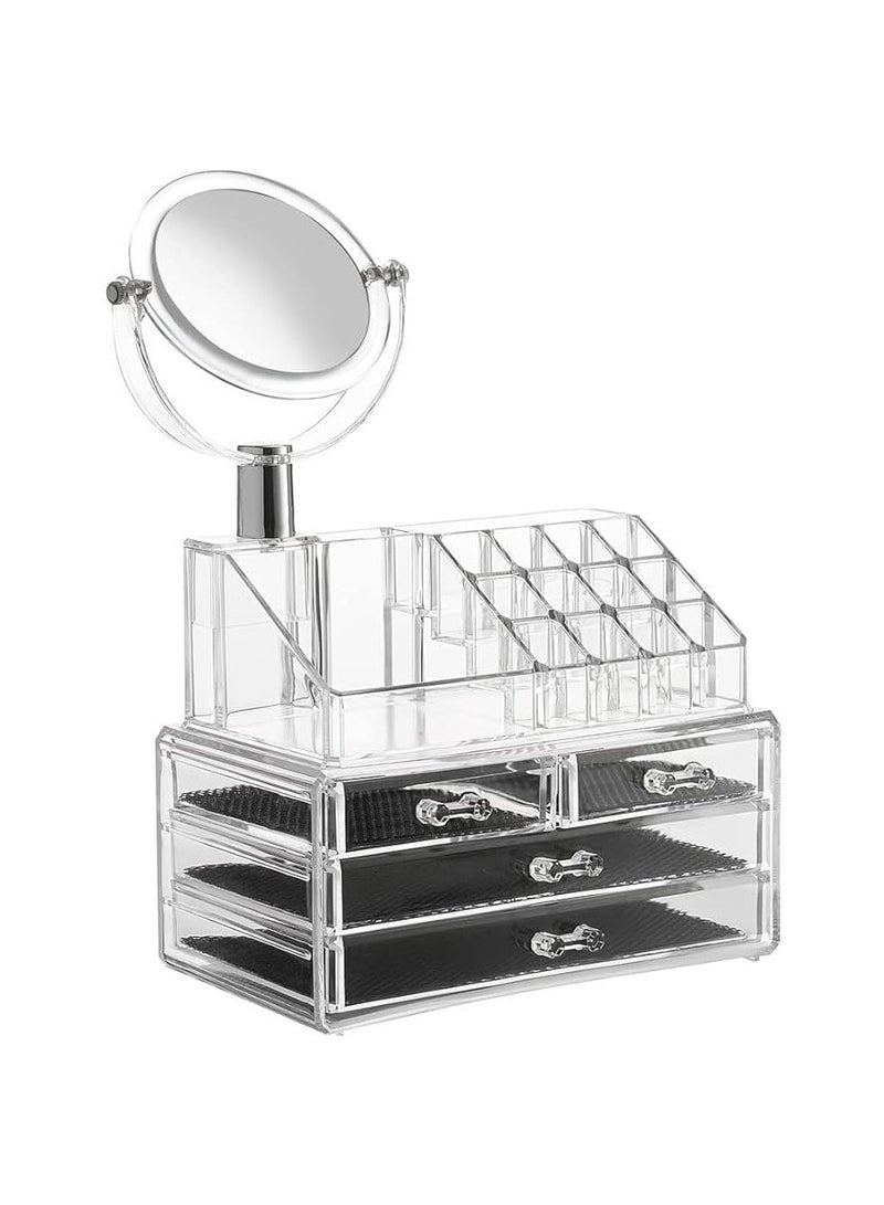 Yuwell Makeup Organizer With Mirror Clear Display Acrylic Vanity And Bathroom Organizer For Skincare, Perfume, Cosmetic, Beauty, Makeup & Essential Oil Products - Image 4