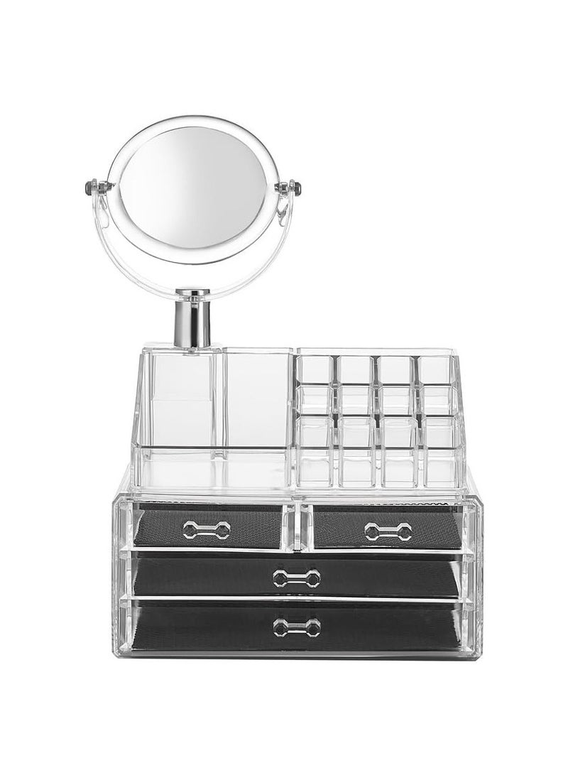 Yuwell Makeup Organizer With Mirror Clear Display Acrylic Vanity And Bathroom Organizer For Skincare, Perfume, Cosmetic, Beauty, Makeup & Essential Oil Products - Image 3