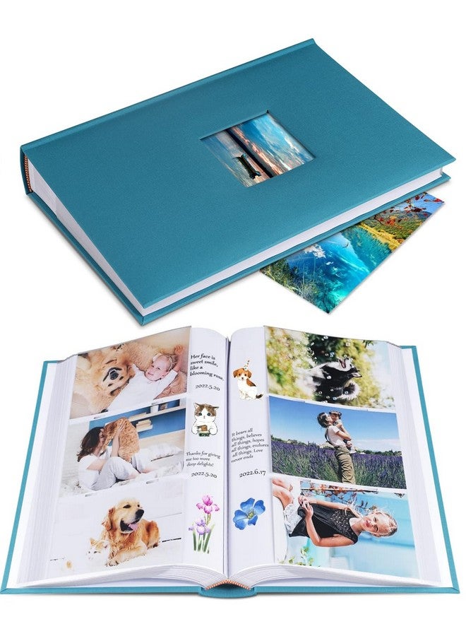 1DOT2 Photo Album 4X6 Hold 402 Photos With Memo Slip-In Pockets Photo Book, Linen Cover Picture Photo Albums With Writing Space For Wedding Family Baby Vacation Mother'S Peacock Blue - Image 1
