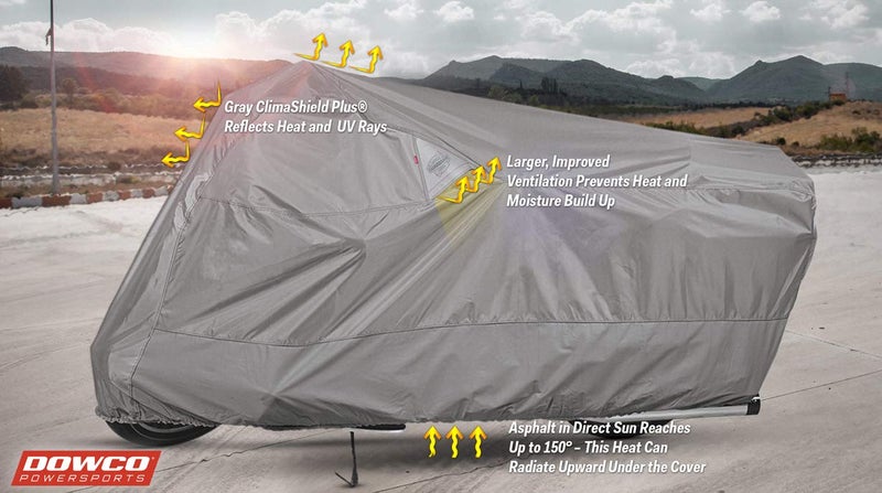 Dowco غطاء دراجة نارية مقاوم للماء من داوكو غارديان 50124-07 WeatherAll Plus داخلي/خارجي: رمادي، دراجة رياضية - Image 2