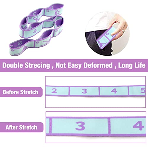 Proberos® Yoga Belt for All People, 8 Loops Stretching Strap with Printed Positions, Multi-Purpose Elastic Resistance Band for Yoga, 85*4 Cm, Fitness, Rehabilitation, Ankle Joint & Ligament Training - Image 5