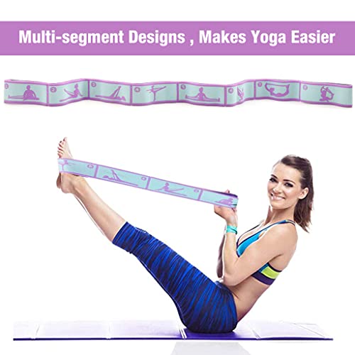 Proberos® Yoga Belt for All People, 8 Loops Stretching Strap with Printed Positions, Multi-Purpose Elastic Resistance Band for Yoga, 85*4 Cm, Fitness, Rehabilitation, Ankle Joint & Ligament Training - Image 4