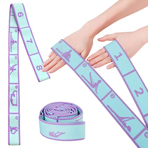 Proberos® Yoga Belt for All People, 8 Loops Stretching Strap with Printed Positions, Multi-Purpose Elastic Resistance Band for Yoga, 85*4 Cm, Fitness, Rehabilitation, Ankle Joint & Ligament Training - Image 1