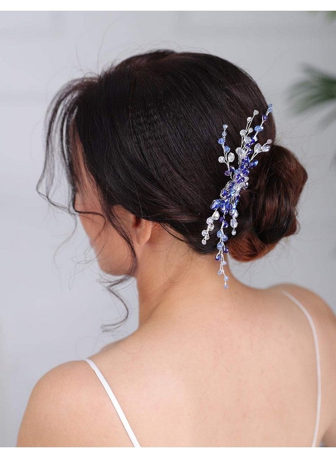 Denifery Enifery Blue Bridal Hair Comb Sapphire Blue Crystal Hair Comb Wedding Navy Blue Rhinestone Royal Blue Hair Comb Wedding Hair Piece For Women And Girls - Image 4