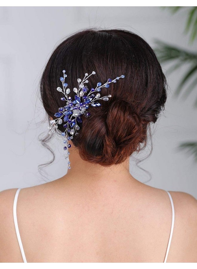 Denifery Enifery Blue Bridal Hair Comb Sapphire Blue Crystal Hair Comb Wedding Navy Blue Rhinestone Royal Blue Hair Comb Wedding Hair Piece For Women And Girls - Image 3