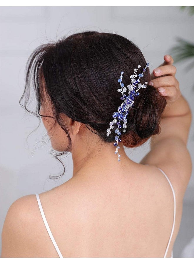 Denifery Enifery Blue Bridal Hair Comb Sapphire Blue Crystal Hair Comb Wedding Navy Blue Rhinestone Royal Blue Hair Comb Wedding Hair Piece For Women And Girls - Image 5