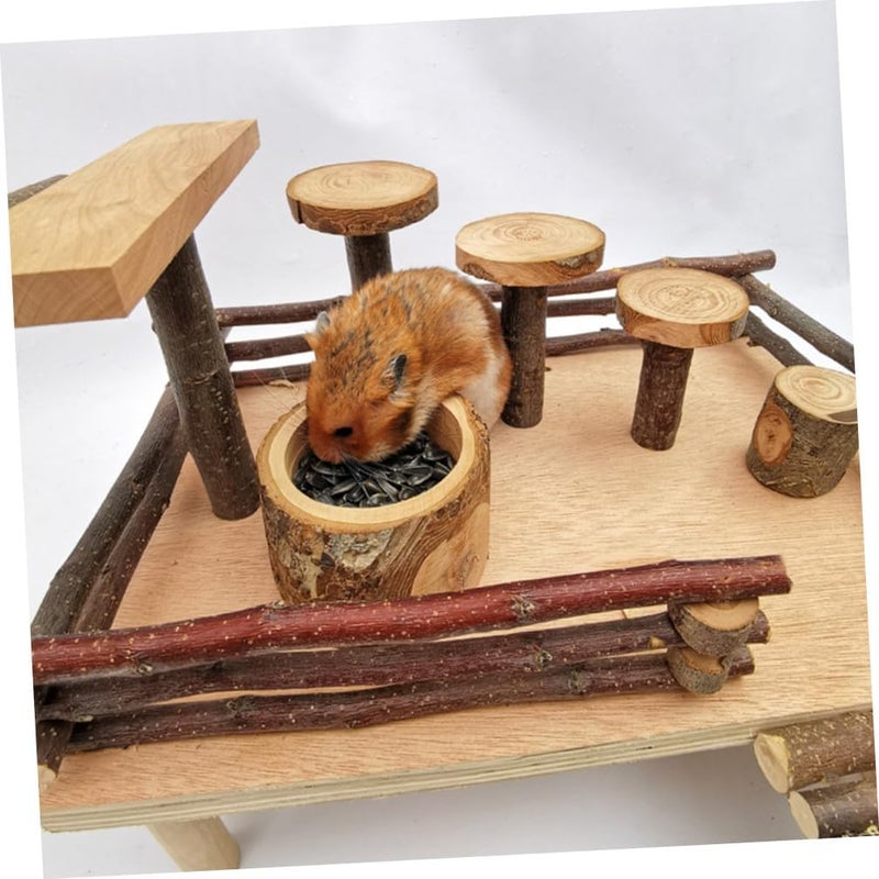 وعاء طعام الهامستر الصغير، طبق طعام خشبي صغير، لون عشوائي، حاوية طعام صغيرة مناسبة للهامستر والقوارض - Image 4