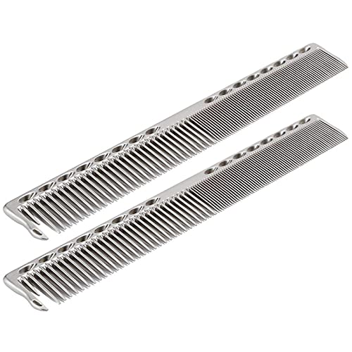 Agatige 2PCS Stainless Steel Hair Cutting Comb, Professional Barber Comb for Hair Styling Salon(Silver) - Image 1