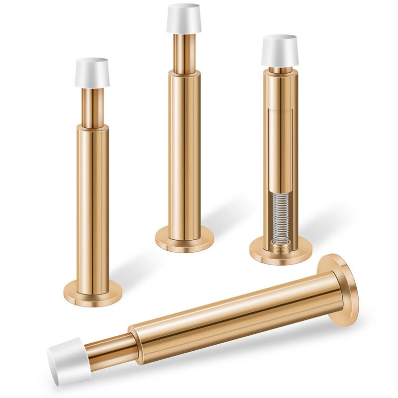 KOLAKO Door Stoppers for Wall Spring Door Stop 44 Inch Door Stoppers for Bottom of Door 4 Pack Long Door Stops Bumper Wall Protector Rose Gold - Image 2