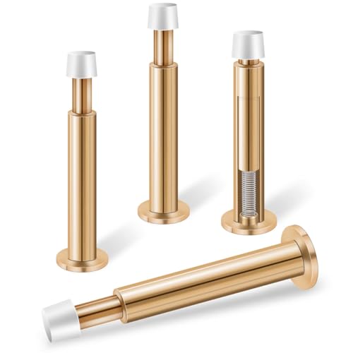 KOLAKO Door Stoppers for Wall Spring Door Stop 44 Inch Door Stoppers for Bottom of Door 4 Pack Long Door Stops Bumper Wall Protector Rose Gold - Image 1