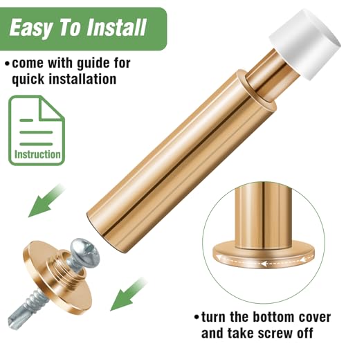 KOLAKO Door Stoppers for Wall Spring Door Stop 44 Inch Door Stoppers for Bottom of Door 4 Pack Long Door Stops Bumper Wall Protector Rose Gold - Image 3