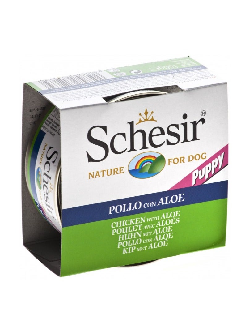 شيسر عبوة مريحة مكونة من 24 قطعة تحتوي على 150 جرام من شرائح دجاج الجراء طعام رطب للكلاب مملوء بالصبار